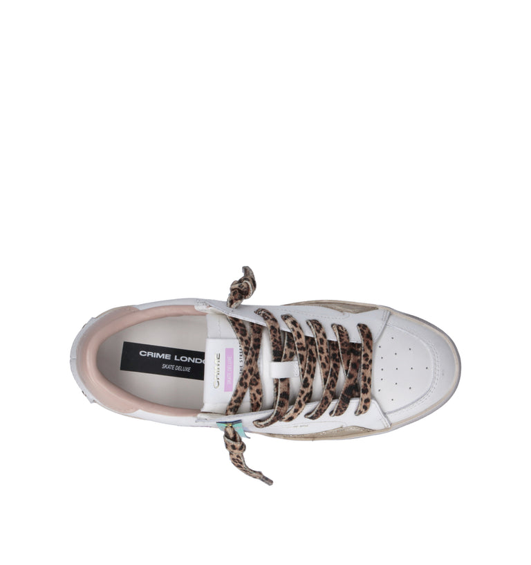 CRIME Sneaker donna bianca in pelle
