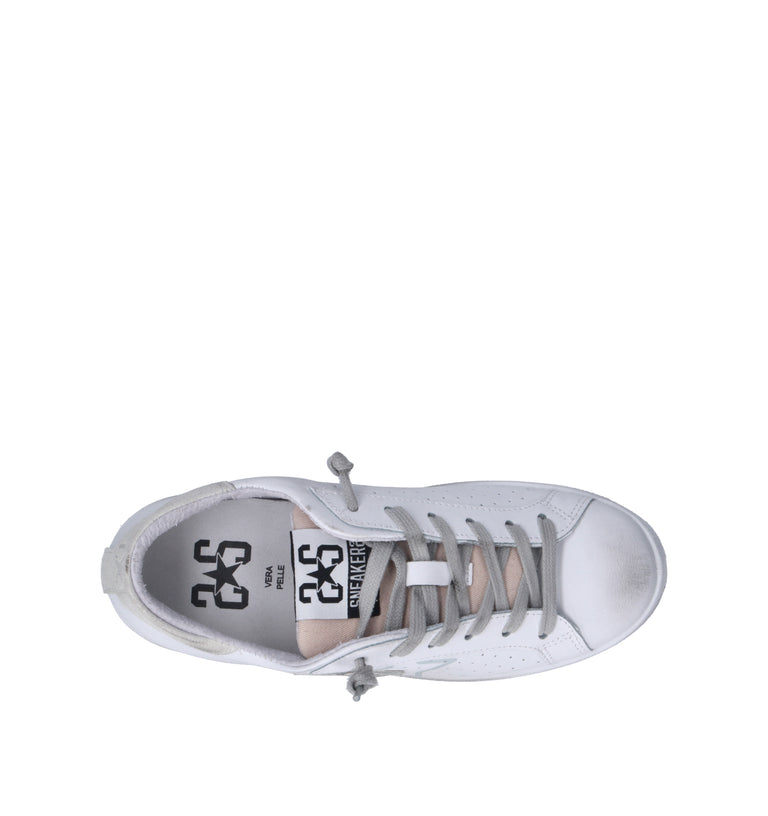 2 STAR Sneaker donna bianca in pelle