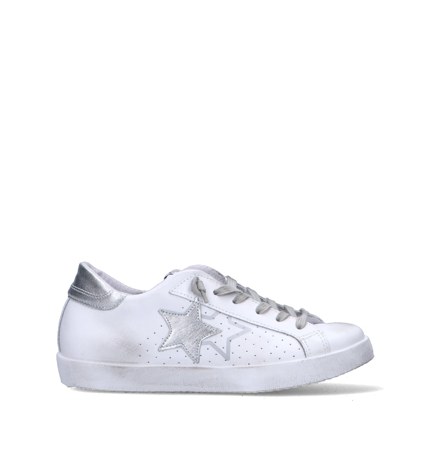 2 STAR Sneaker donna bianca in pelle