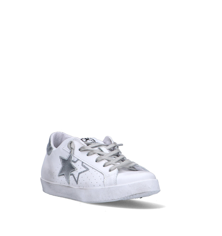 2 STAR Sneaker donna bianca in pelle