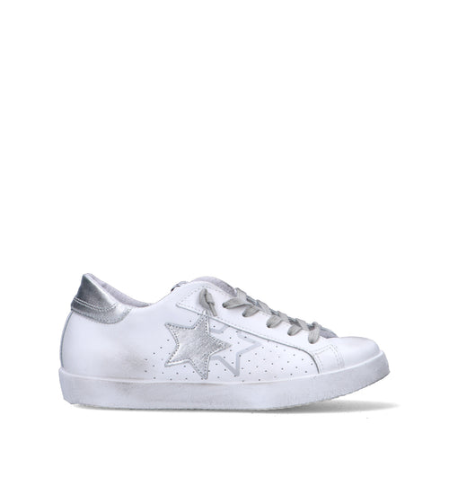 2 STAR Sneaker donna bianca in pelle
