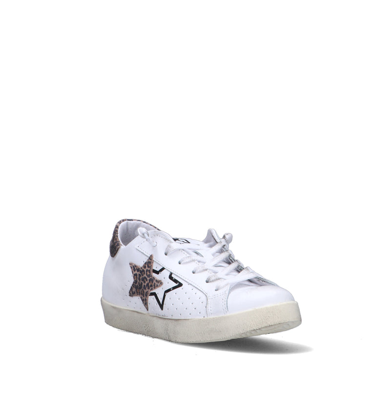 2 STAR Sneaker donna bianca in pelle