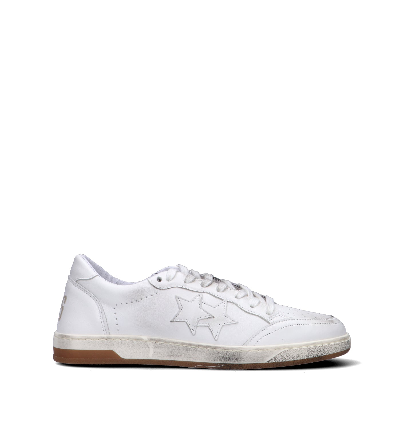 2 STAR Sneaker uomo bianca in pelle
