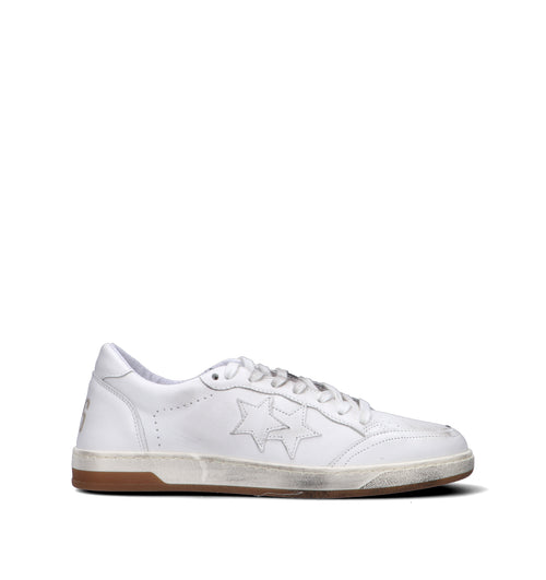 2 STAR Sneaker uomo bianca in pelle