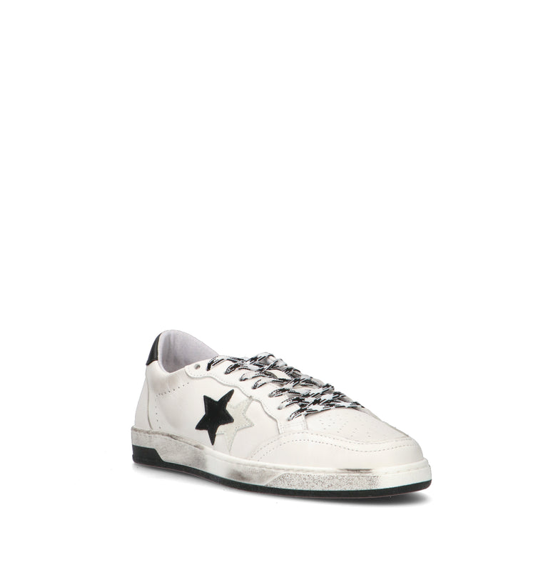 2 STAR Sneaker uomo bianca in pelle