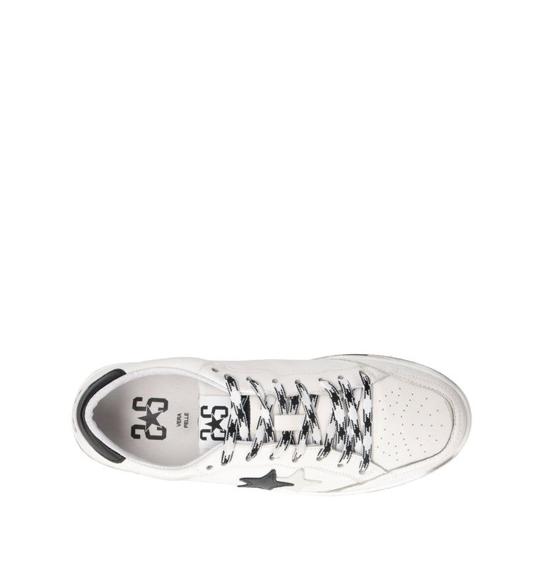 2 STAR Sneaker uomo bianca in pelle