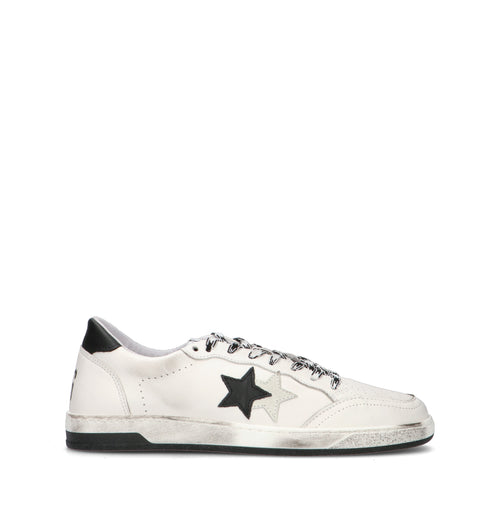 2 STAR Sneaker uomo bianca in pelle