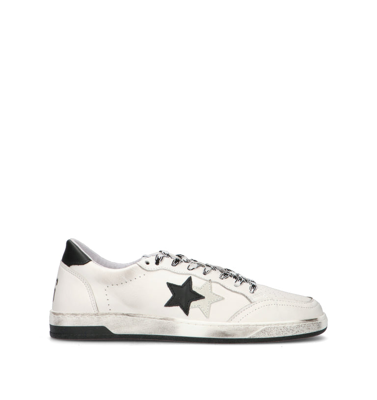 2 STAR Sneaker uomo bianca in pelle