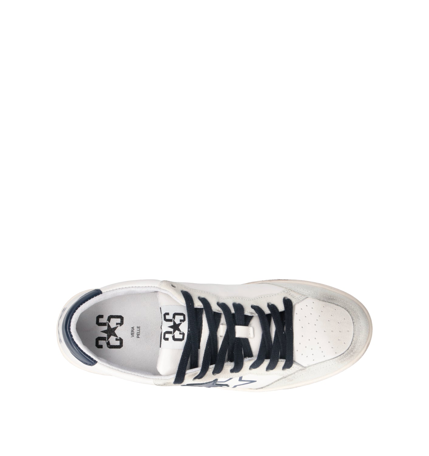 2 STAR Sneaker uomo bianca in pelle