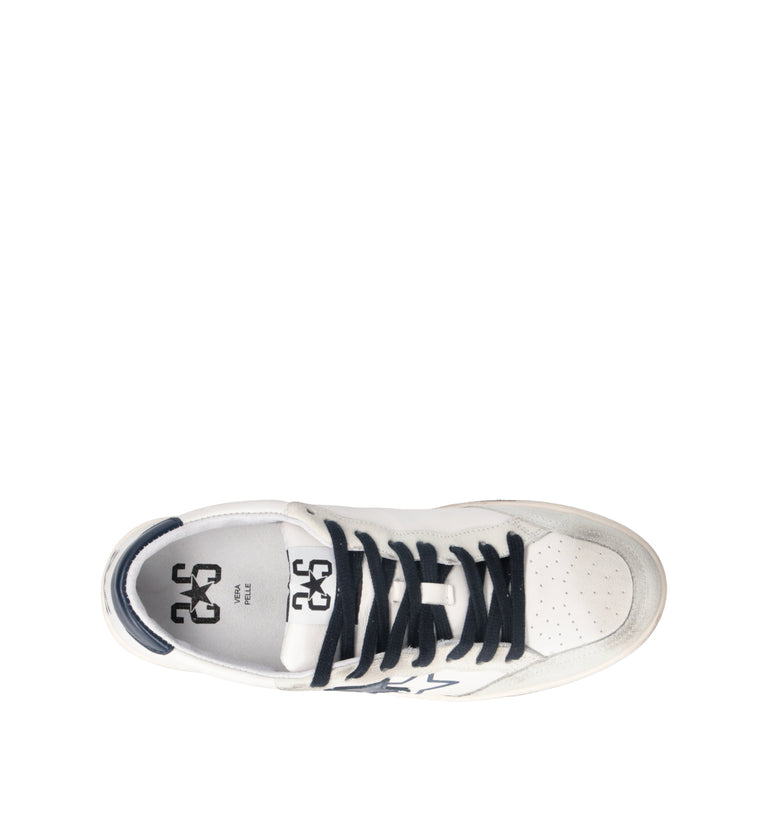 2 STAR Sneaker uomo bianca in pelle