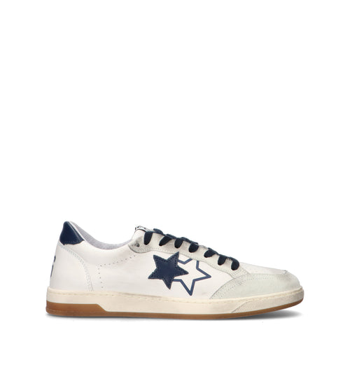 2 STAR Sneaker uomo bianca in pelle