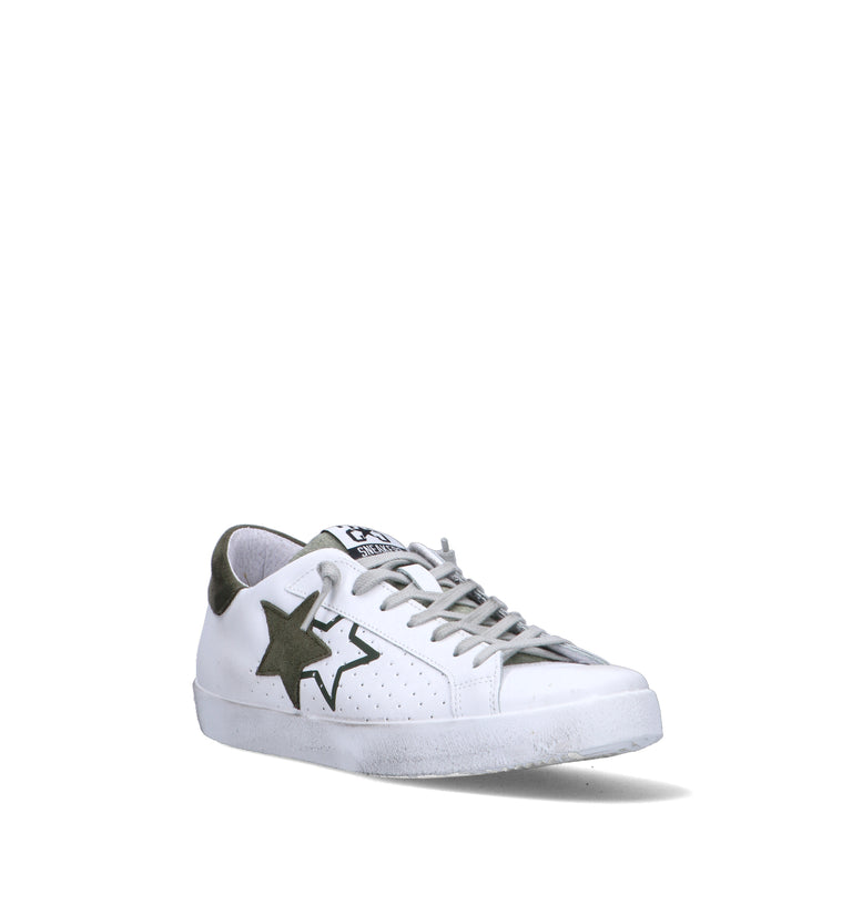2 STAR Sneaker uomo bianca in pelle