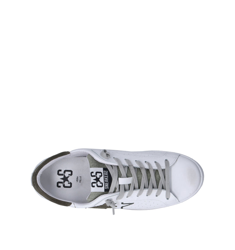 2 STAR Sneaker uomo bianca in pelle