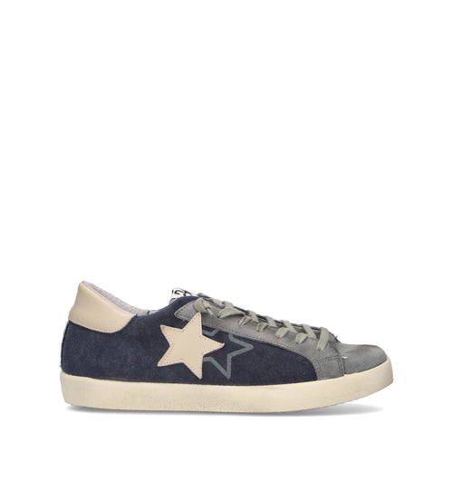 2 STAR Sneaker uomo blu in suede