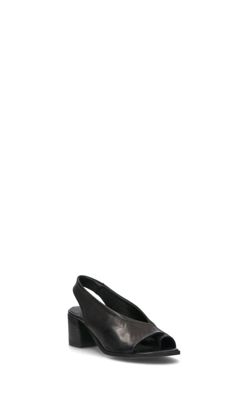 MEZZETINTE Sandalo donna nero in pelle