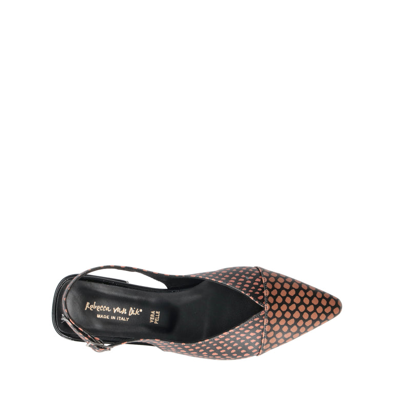 REBECCA VAN DIK Slingback donna cuoio/nera