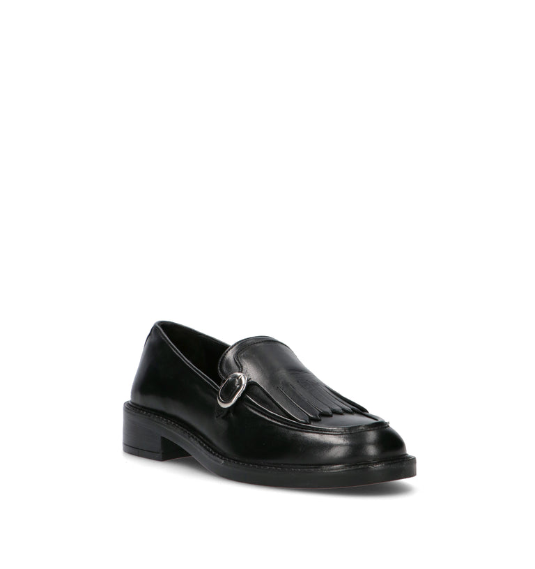 EMANUELLE VEE Mocassino donna nero in pelle