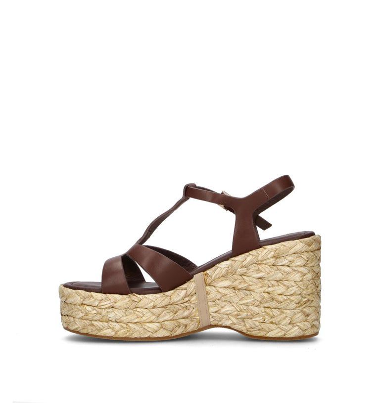 EMANUELLE VEE Sandalo donna marrone in pelle