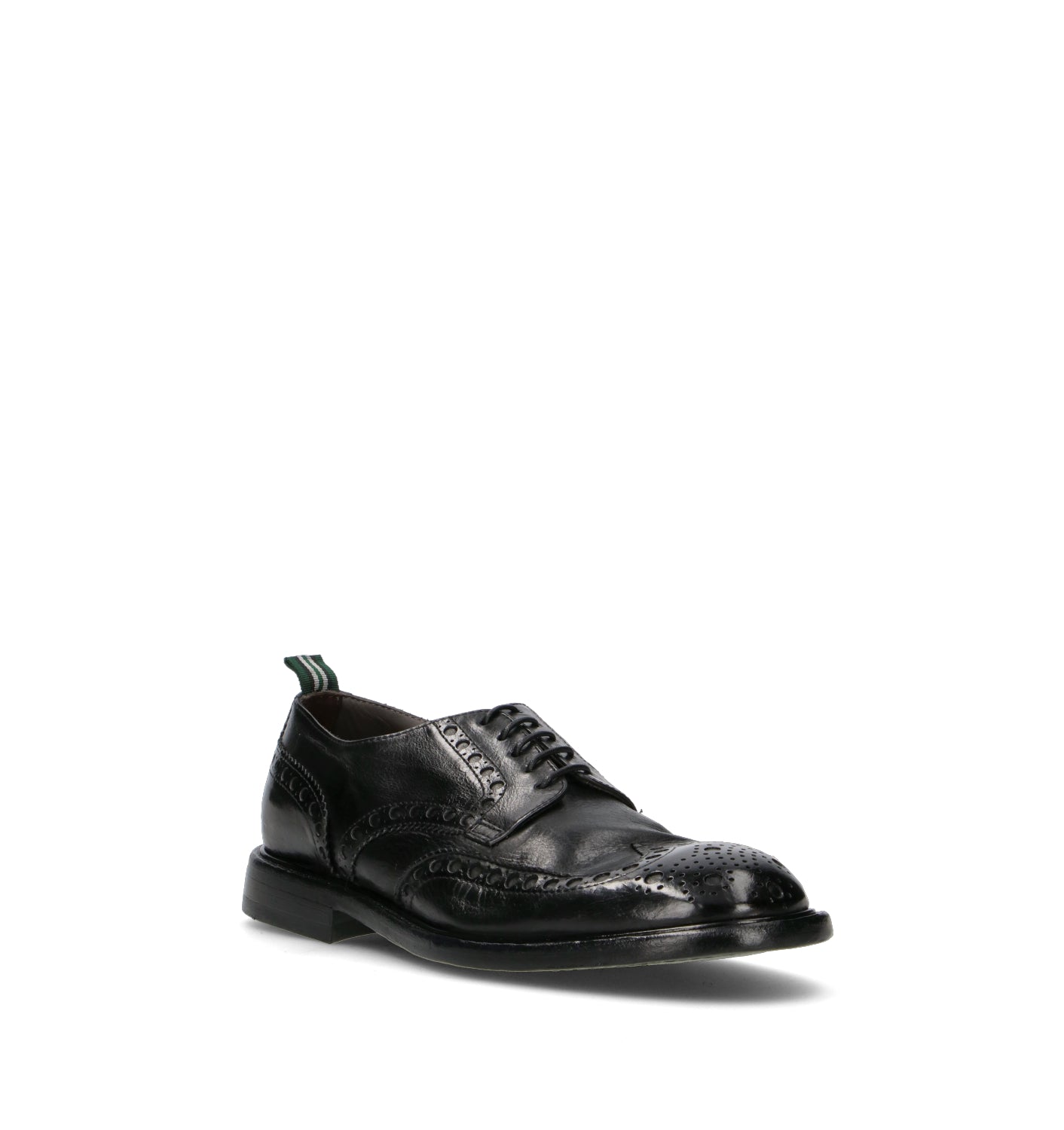 GREEN GEORGE Stringata uomo nera in pelle
