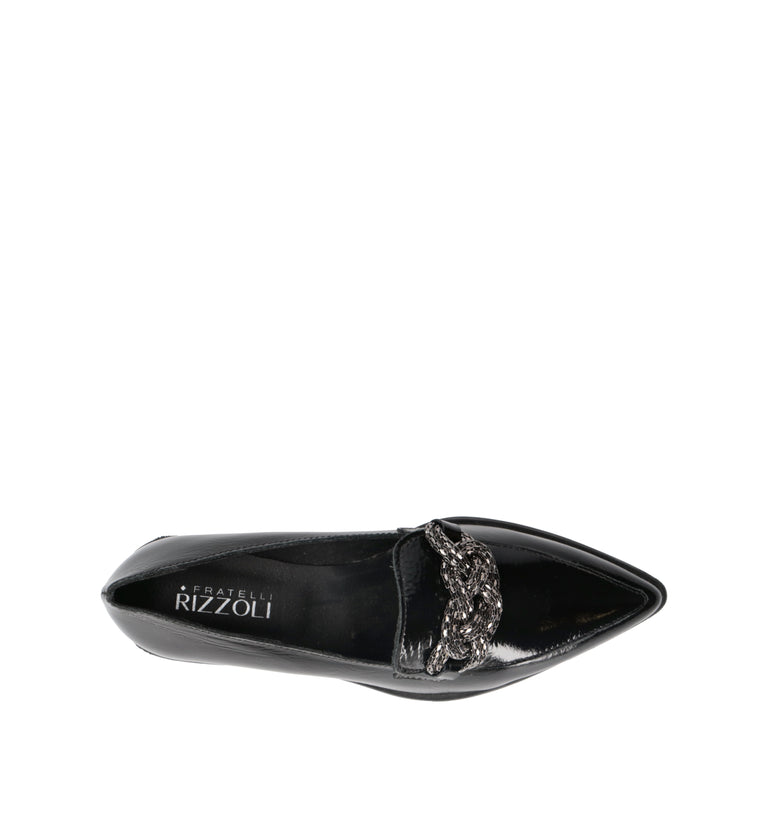 RIZZOLI Mocassino donna nero in pelle