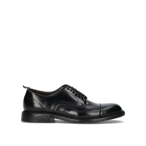 GREEN GEORGE Stringata uomo nera in pelle