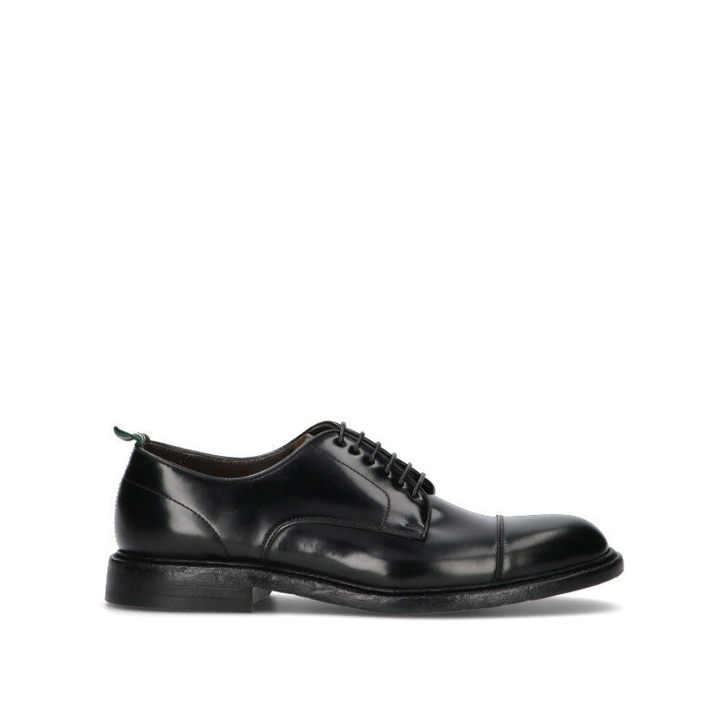 GREEN GEORGE Stringata uomo nera in pelle