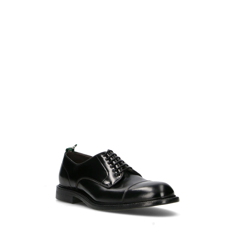 GREEN GEORGE Stringata uomo nera in pelle