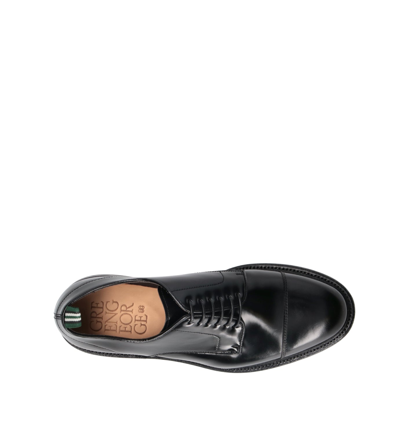 GREEN GEORGE Stringata uomo nera in pelle