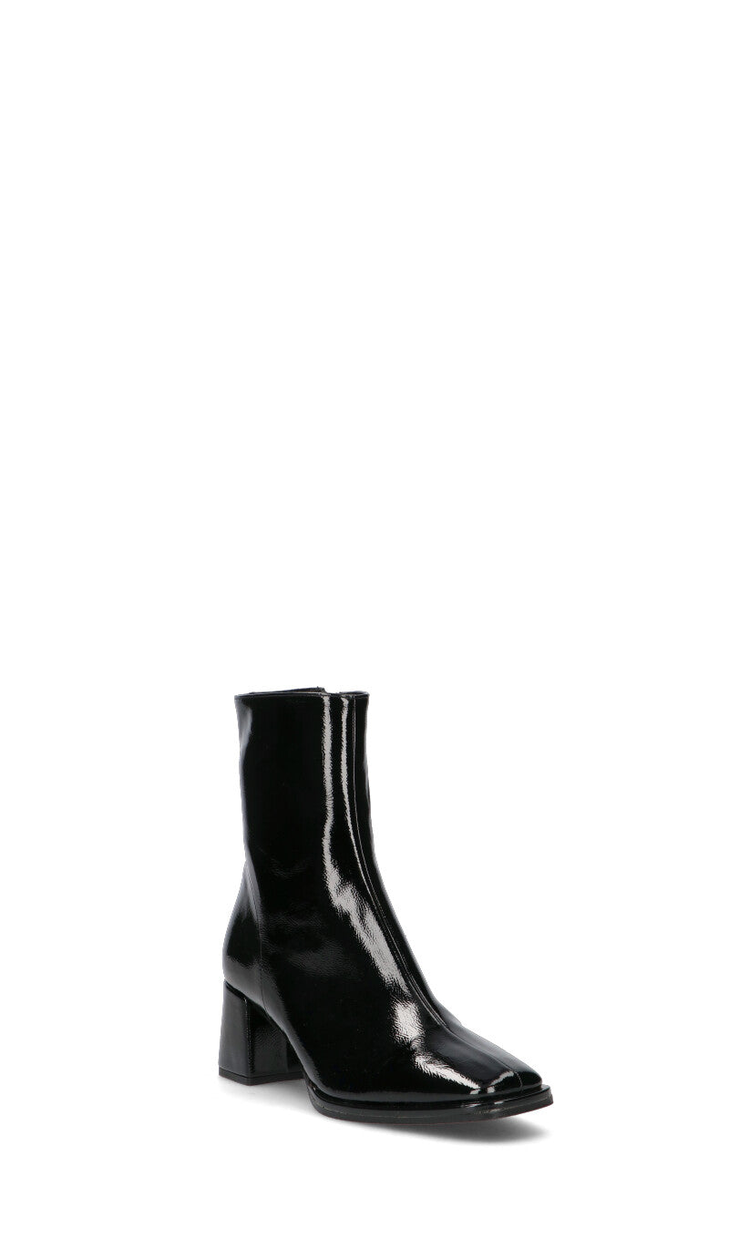 REBECCA VAN DICK Tronchetto donna nero in pelle verniciata