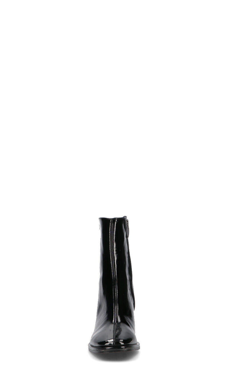 REBECCA VAN DICK Tronchetto donna nero in pelle verniciata