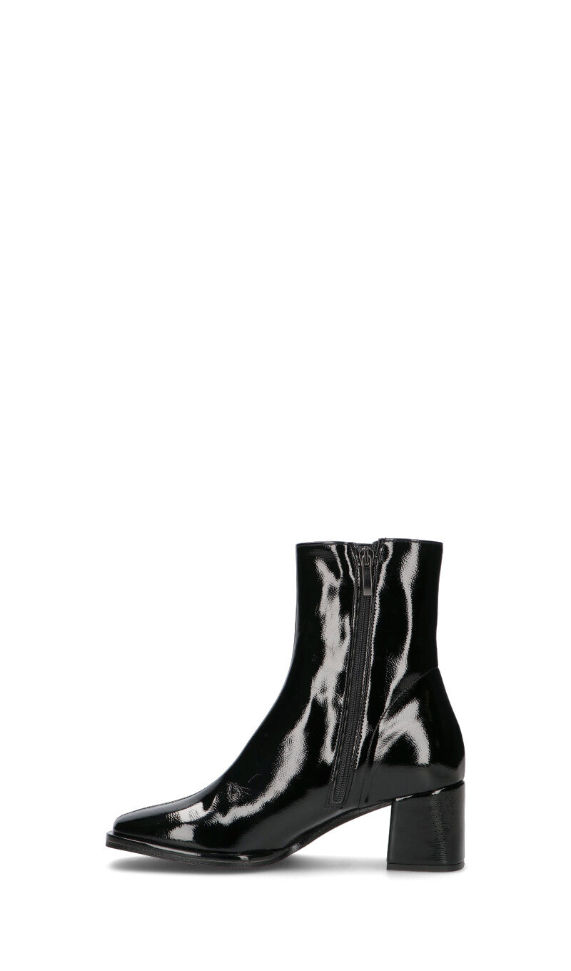REBECCA VAN DICK Tronchetto donna nero in pelle verniciata