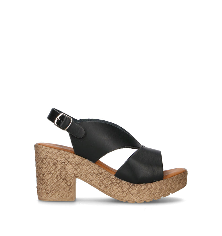VARIOPINTO Sandalo donna nero in pelle