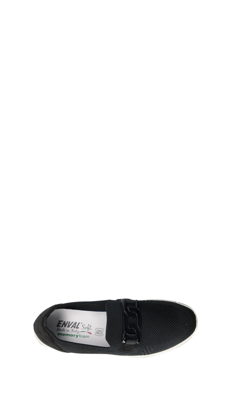ENVAL Mocassino donna nero in suede