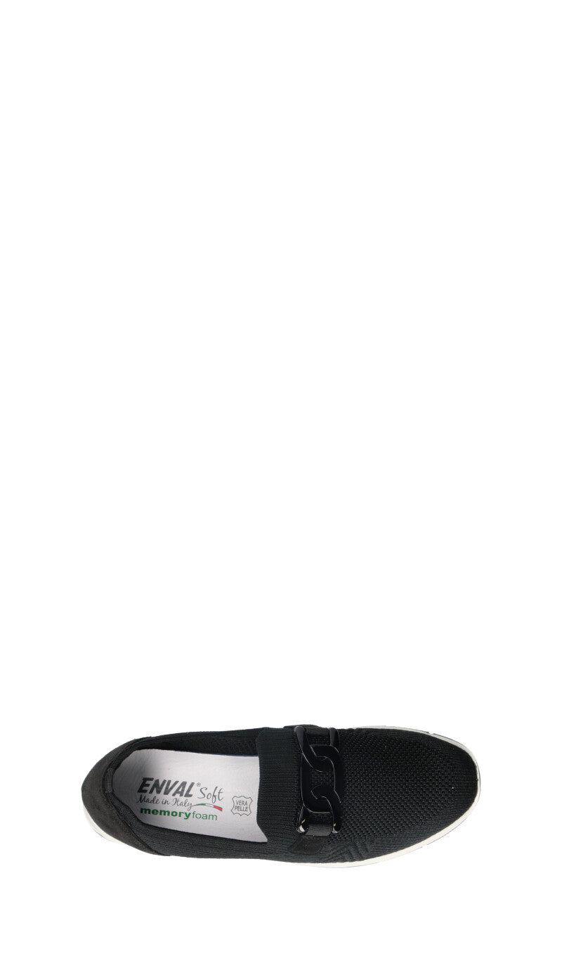 ENVAL Mocassino donna nero in suede
