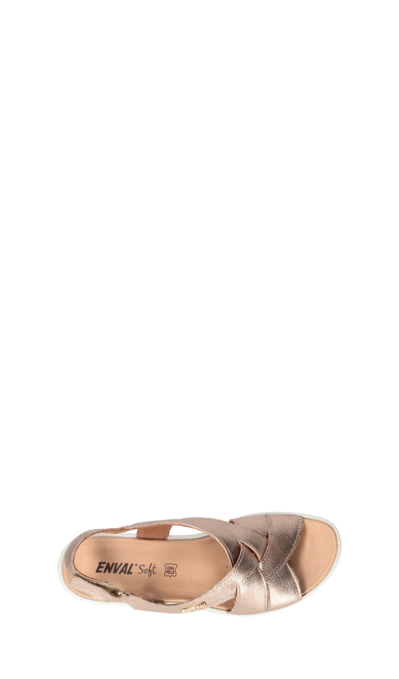 ENVAL Sandalo donna platino in pelle