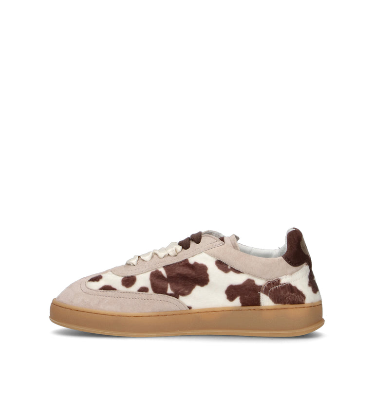 SOLDINI 80 Sneaker donna bianca/marrone in cavallino