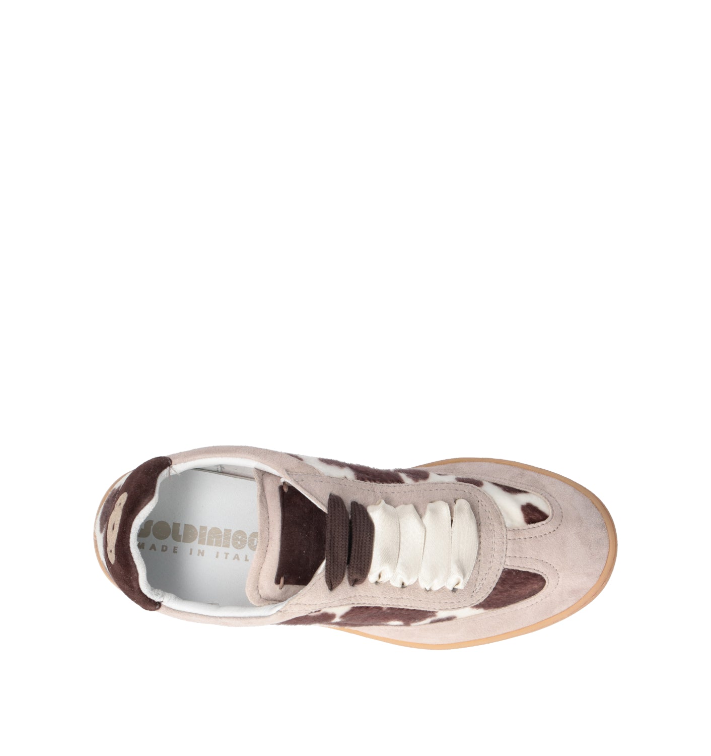 SOLDINI 80 Sneaker donna bianca/marrone in cavallino