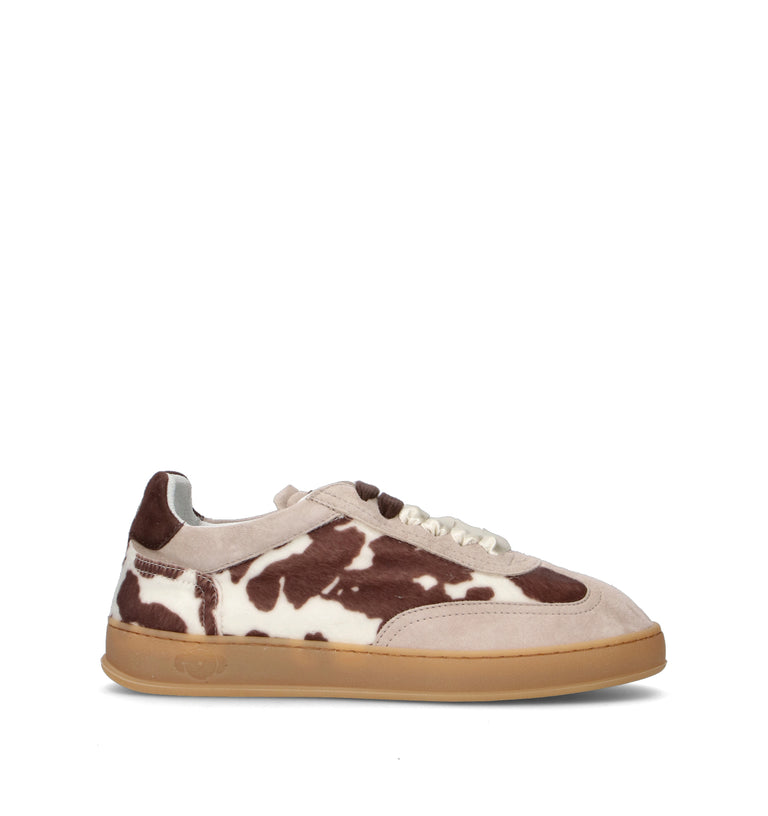 SOLDINI 80 Sneaker donna bianca/marrone in cavallino