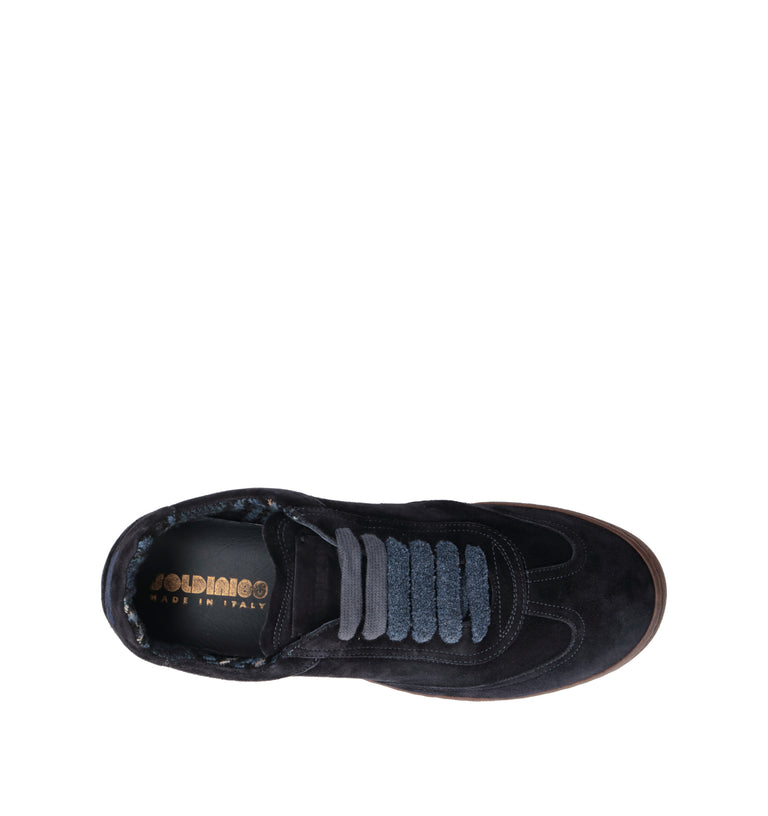 SOLDINI 80 Sneaker uomo blu in suede