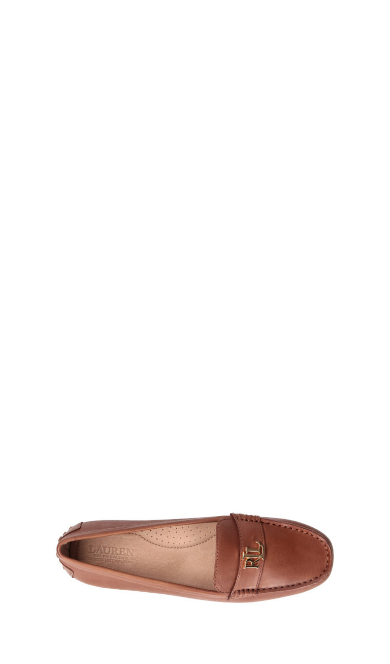 RALPH LAUREN Mocassino donna cuoio in pelle