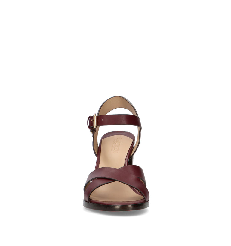 RALPH LAUREN Sandalo donna bordeaux in pelle