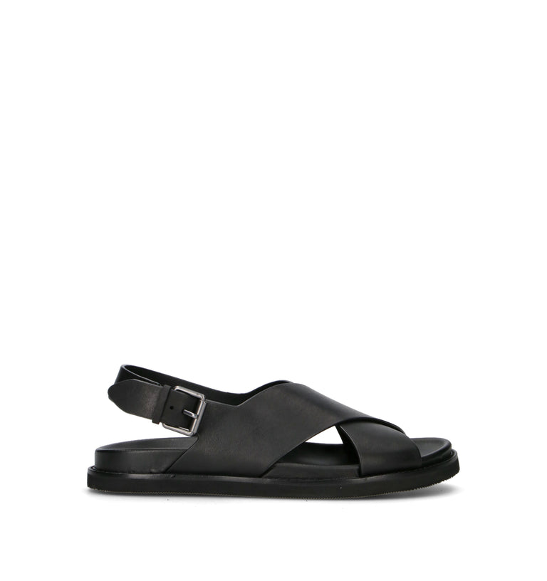 RALPH LAUREN Sandalo uomo nero in pelle