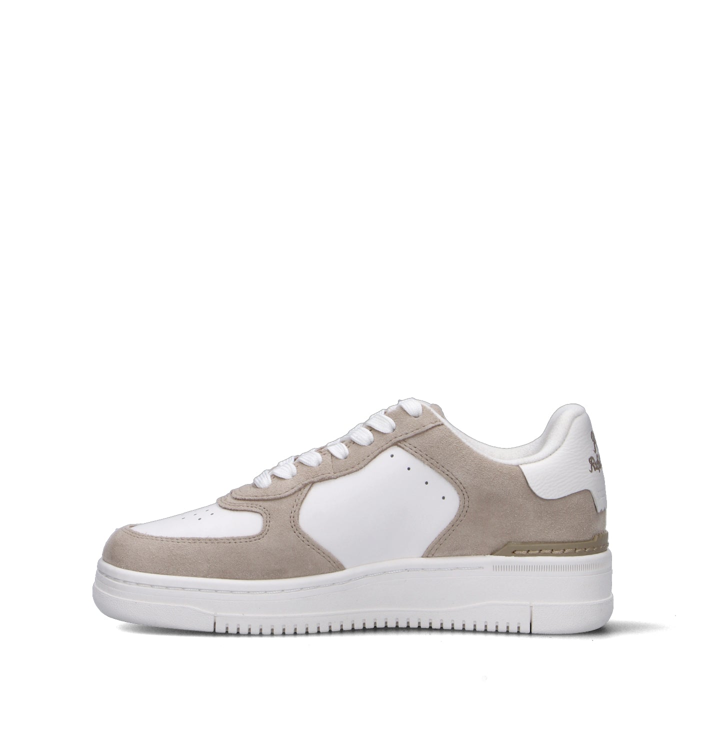 RALPH LAUREN Sneaker donna bianca/sabbia in pelle