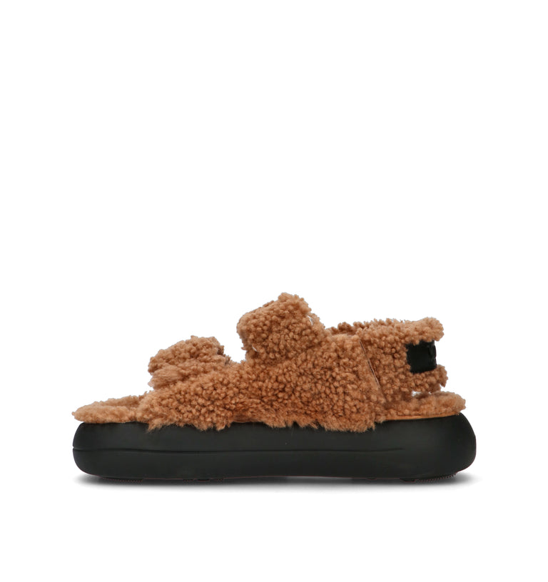 MOON BOOT SHEARLING SANDAL Sandalo donna marrone in pelliccia