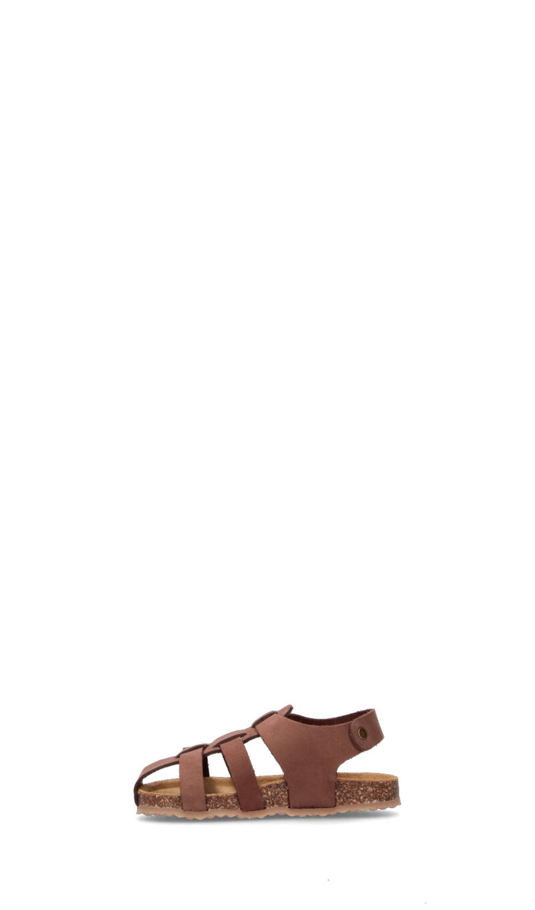 PLAKTON Sandalo bimbo marrone in pelle