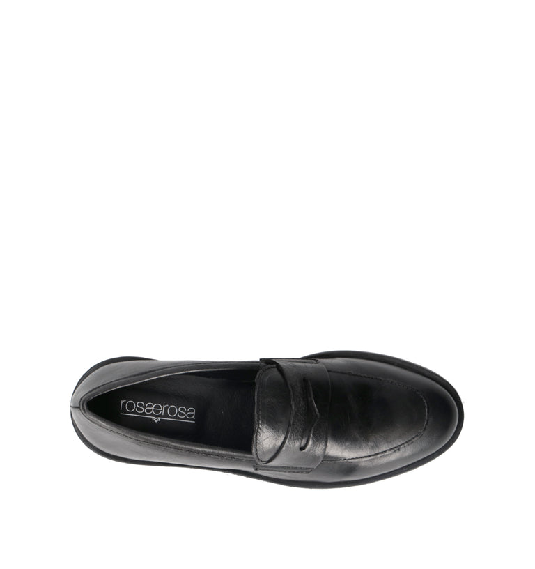ROSA E ROSA Mocassino donna nero in pelle