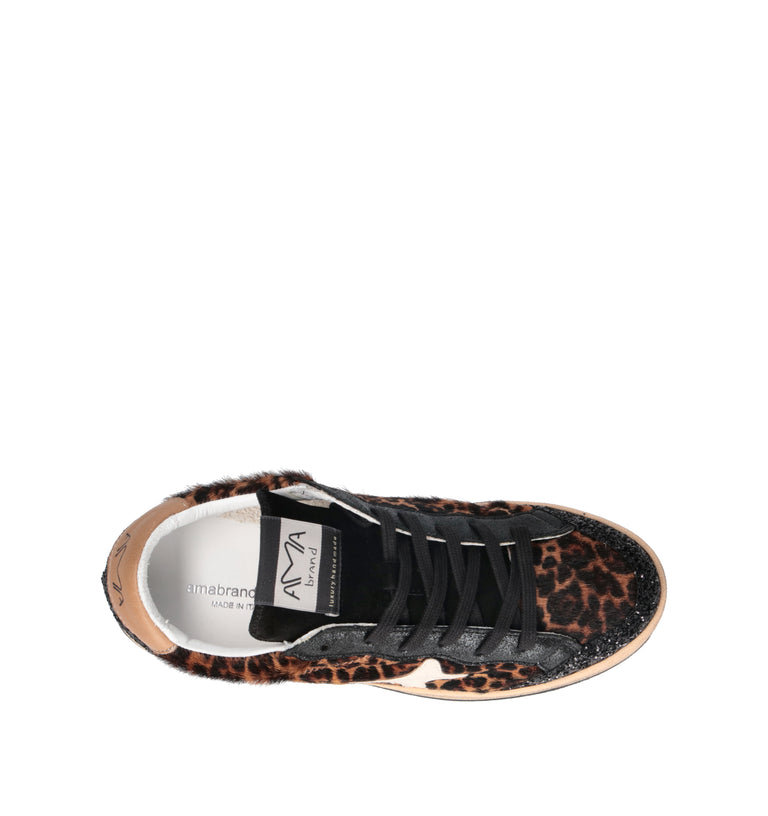AMA-BRAND Sneaker donna nera/maculata in cavallino