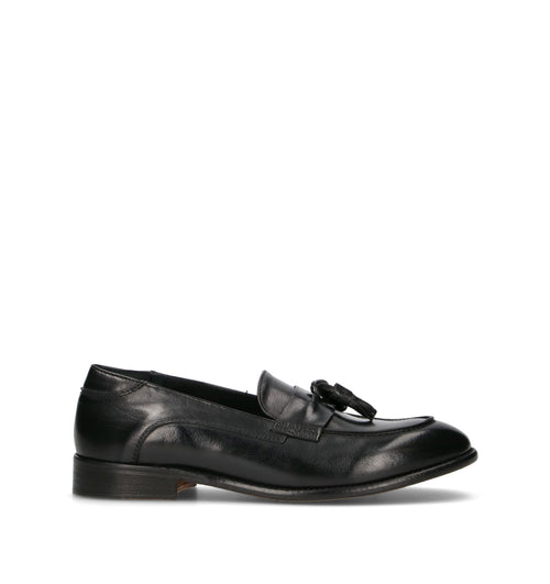 ANTICO MASTRO Mocassino uomo nero in pelle
