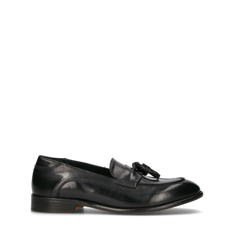 ANTICO MASTRO Mocassino uomo nero in pelle