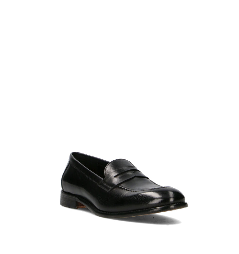 ANTICO MASTRO Mocassino uomo nero in pelle